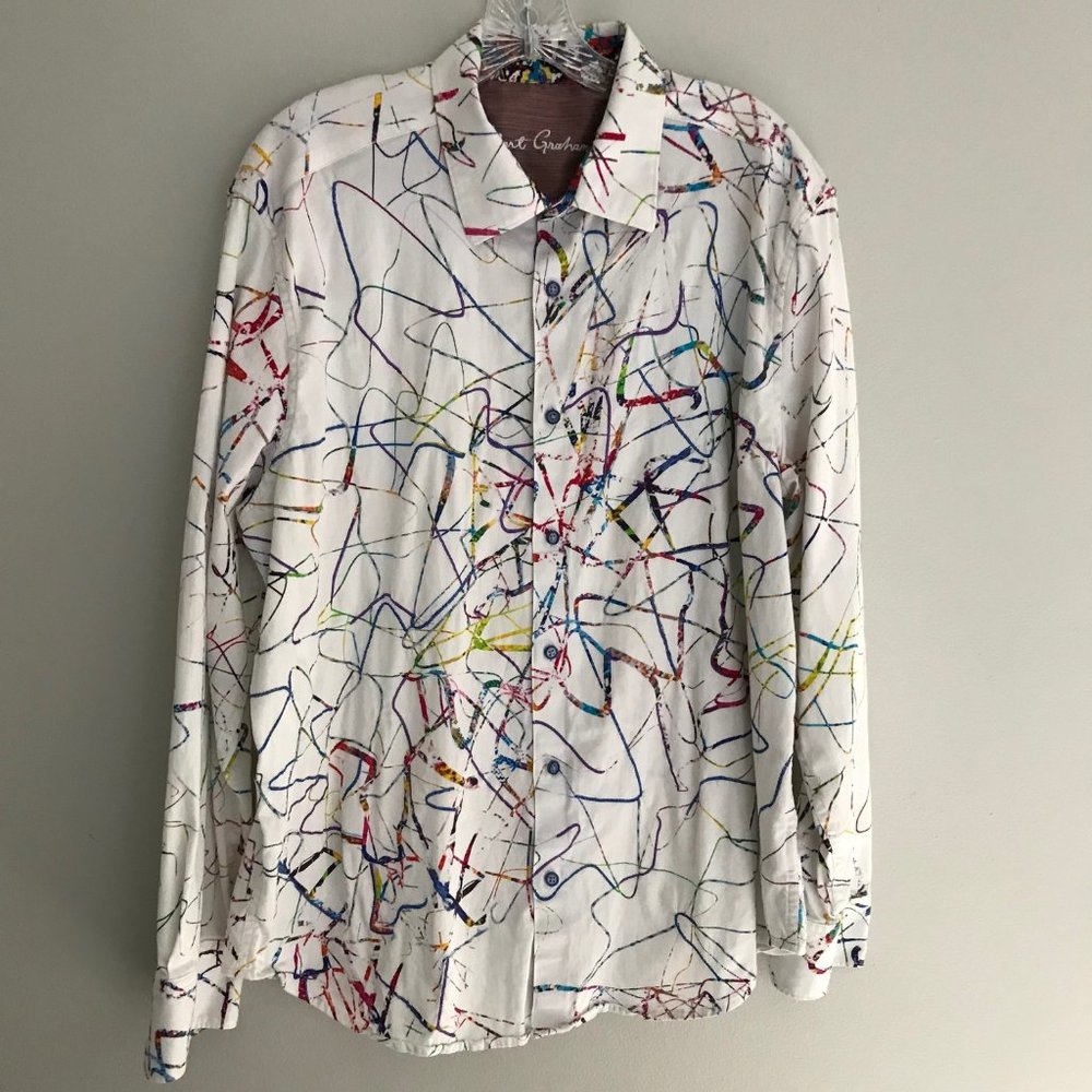 ROBERT GRAHAM Men's Long Sleeve Button Down Shirt - Size 2XL